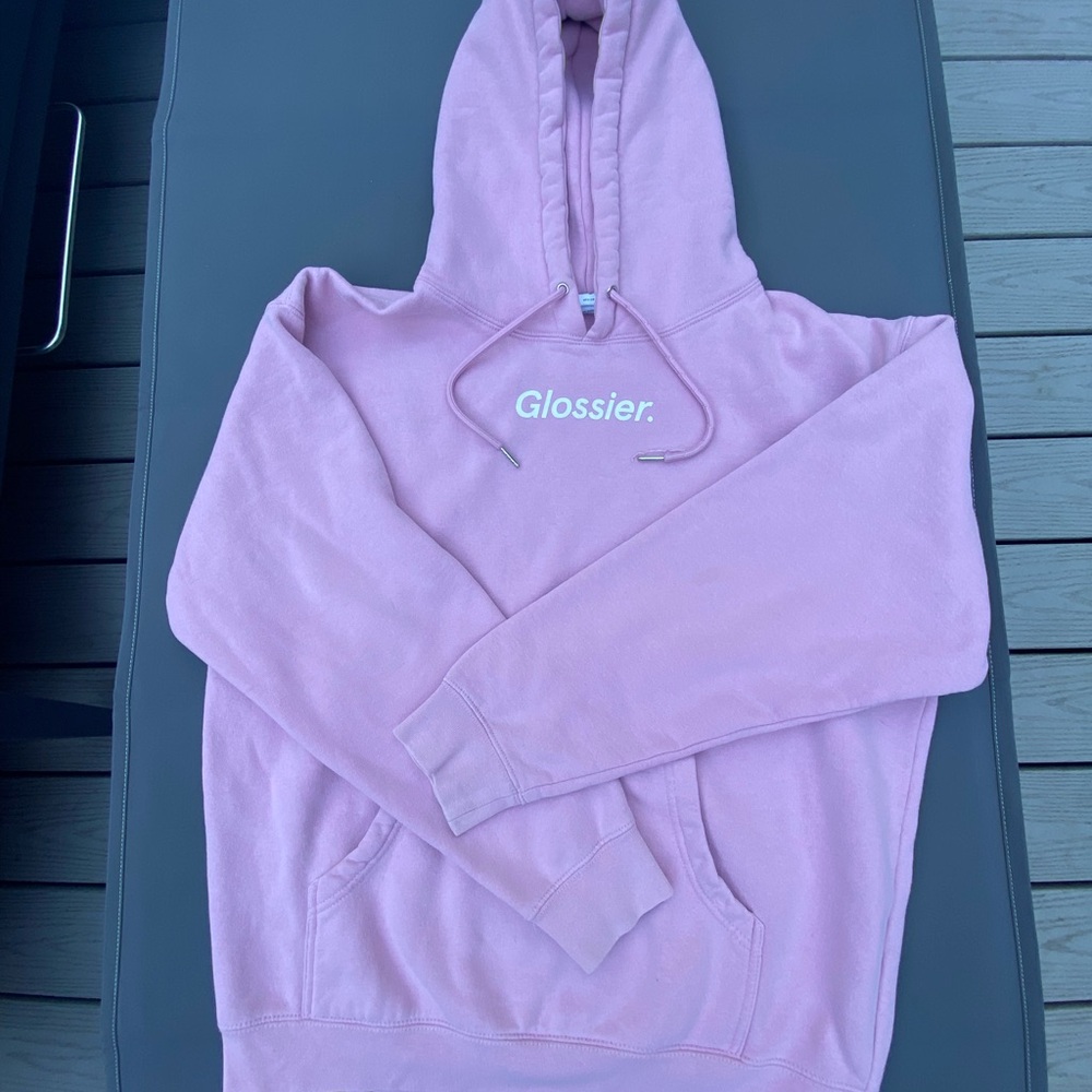 Glossier Soft Pink Hoodie Sweater